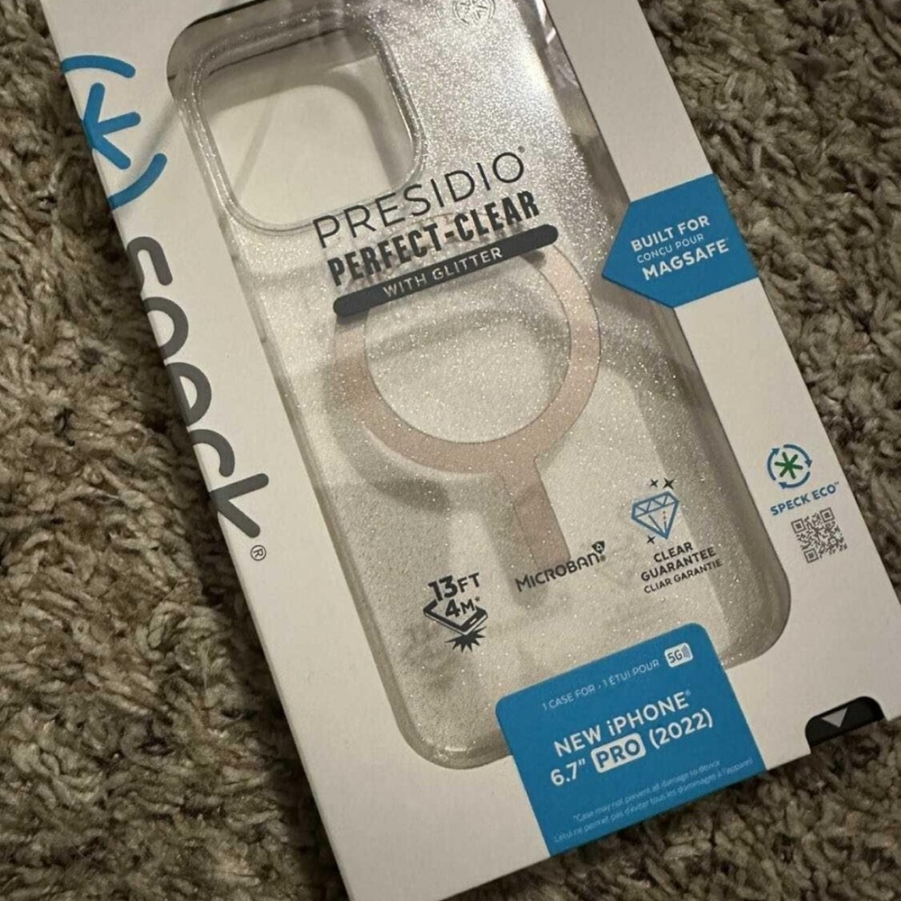 Speck Presidio Perfect Clear Glitter Case for iPhone 6.7" Pro - Silver